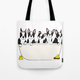 Boston Puppies in a Tub Tote Bag