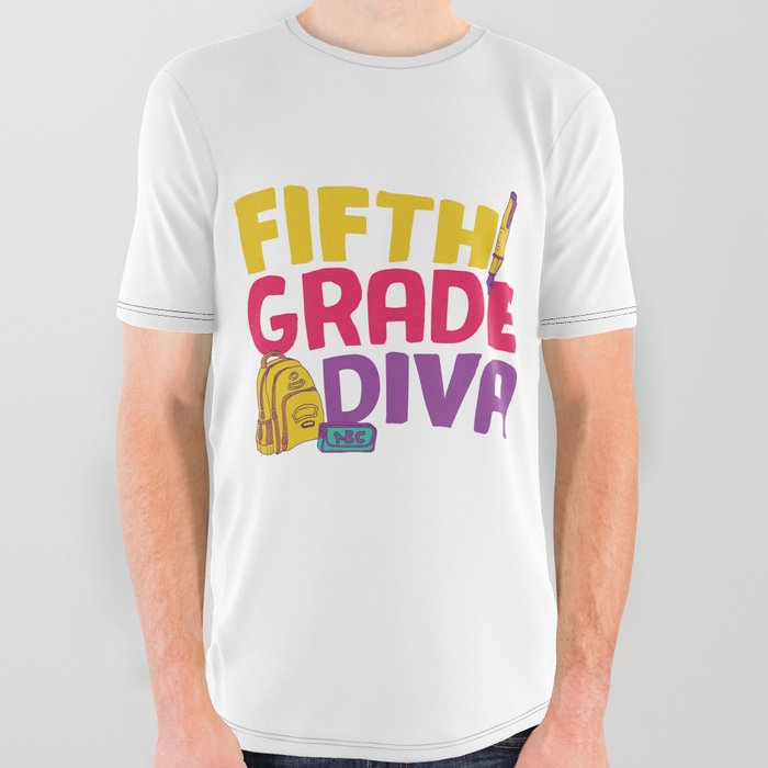 Fifth Grade Diva All Over Graphic Tee