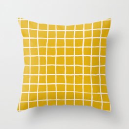 Yellow Checkered Grid Throw Pillow