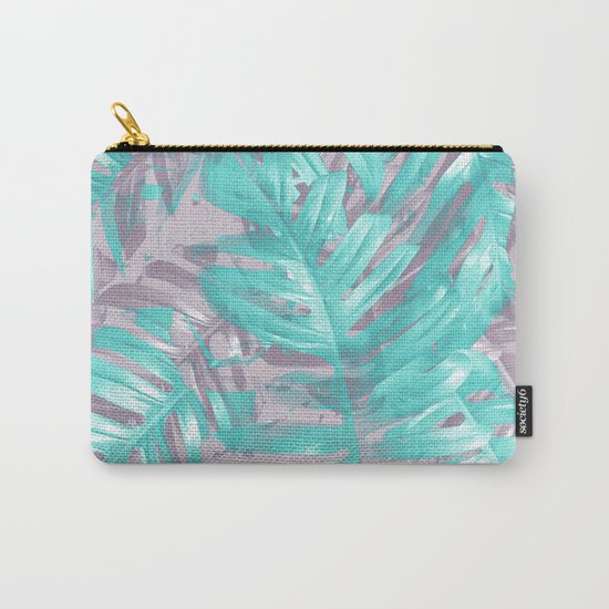 Teal and Silver foliage Carry-All Pouch
