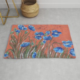 Blue poppies Rug