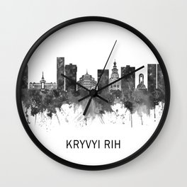 Kryvyi Rih Ukraine Skyline BW Wall Clock