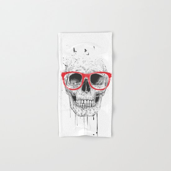 Skull with red glasses Hand & Bath Towel