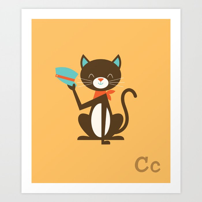 Animal Alphabet - Cat (With Letters) Art Print by Animal Alphabet