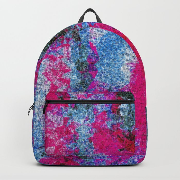 vintage psychedelic painting texture abstract in pink and blue with noise and grain Backpack