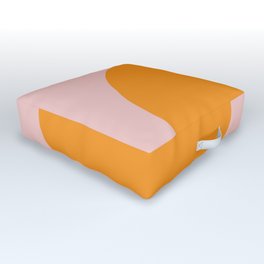 Margo Collection: Minimalist Modern Geometric Orange Circle on Pink Outdoor Floor Cushion