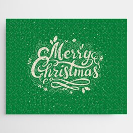 Merry Christmas 01 - Green Background Jigsaw Puzzle