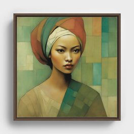 Javanese Reverie: A Portrait of Indonesian Grace Framed Canvas