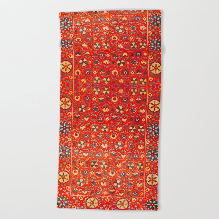 N130 - Orange Traditional Oriental Moroccan Style Texture Artwork  Beach Towel