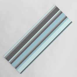 [ Thumbnail: Dark Gray, Dim Gray, Light Blue & Light Cyan Colored Stripes Pattern Yoga Mat ]