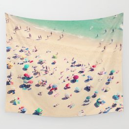 Aerial Beach Photography - Ocean Print - Colorful Beach Umbrellas - Sea photo by Ingrid Beddoes Wall Tapestry