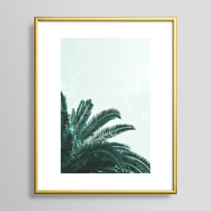 Mint green palm leaves Framed Art Print by ARTbyJWP | Society6