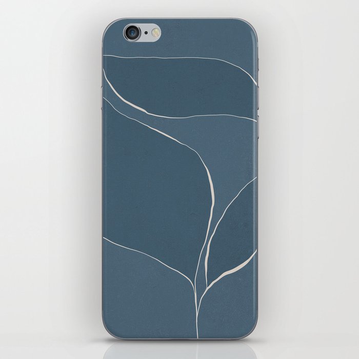 Abstract line-art leafy trio 4a - dark blue iPhone Skin