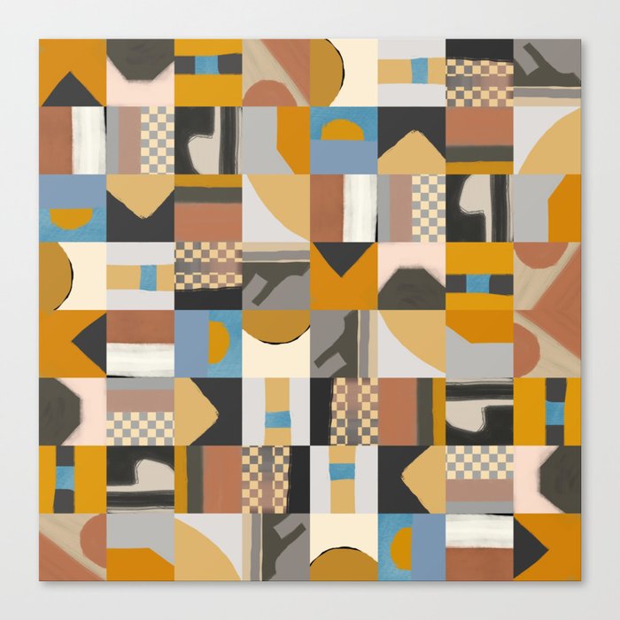 Mid century grid pattern 02 Canvas Print
