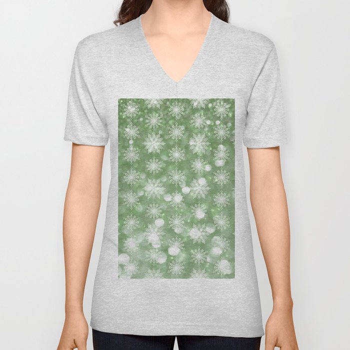 Holiday Mint and Flurries V Neck T Shirt
