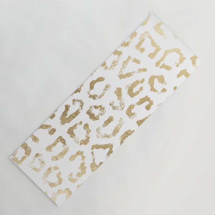 Modern Chic Black Rose Gold Foil Leopard Print Yoga Mat