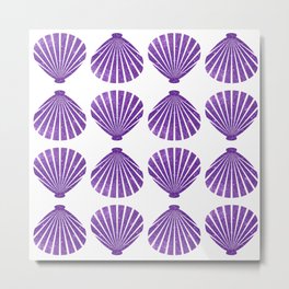 Purple Glitter Shells Metal Print