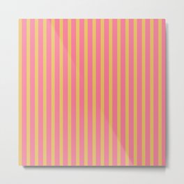 Abhay | Pink and Dark Yellow Stripes Pattern Metal Print