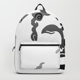 Buddha Head grey black white background Backpack