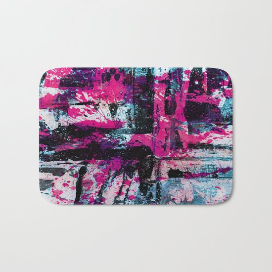 Express Yourself II - Abstract pink and blue artwork Bath Mat