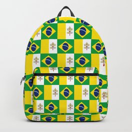 Mix of flag: Vatican and Brazil Backpack | Brazil, Church, Pontifical, Brazilian, Carnival, Religion, Brasilia, Saopaulo, Brasileiro, Catholic 