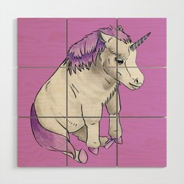 Diana's Unicorn - Pink background Wood Wall Art