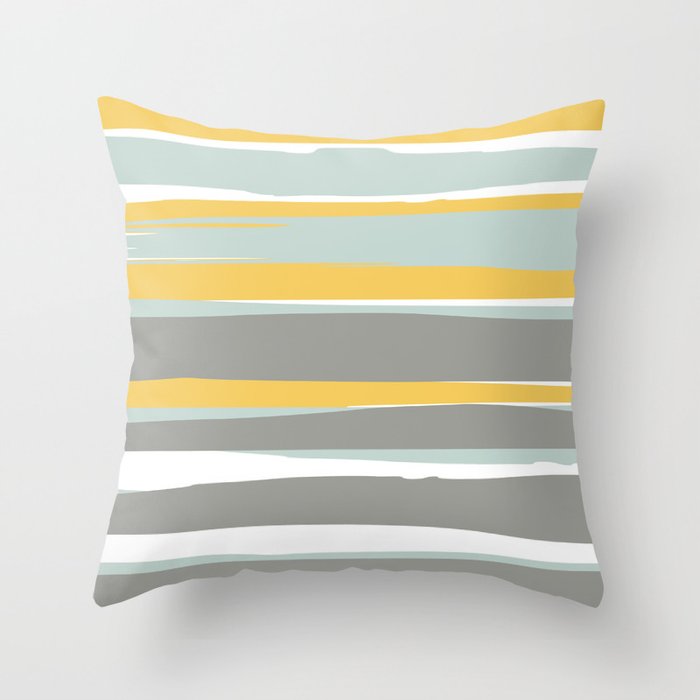 Stripe Abstract, Sun and Beach, Yellow, Pale, Aqua Blue and Gray Throw