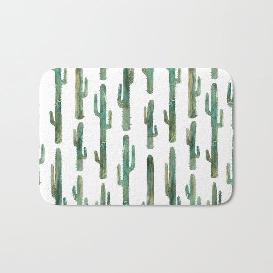 Green Cactus Bath Mat
