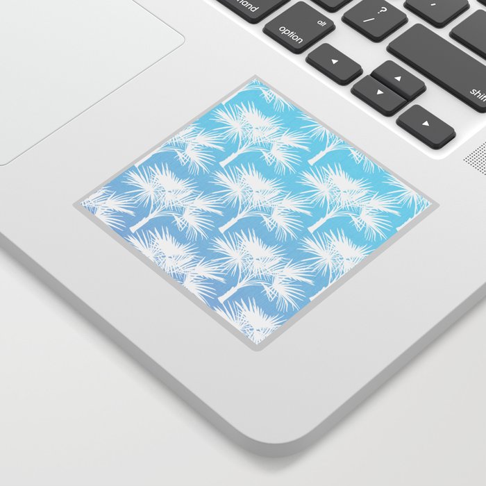 70’s Sky Blue Ombre Tropical Palm Trees Summer California Florida Botanical Silhouette Pattern Sticker