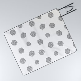 d20 - black and white icosahedron - automatic art pattern and print Picnic Blanket