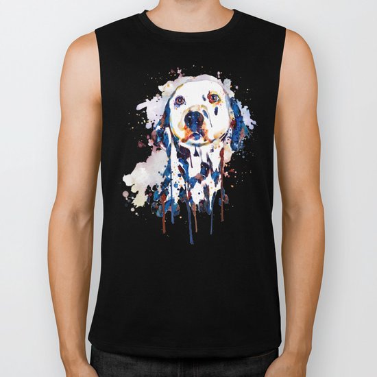 Dalmatian Head Watercolor Portrait Biker Tank
