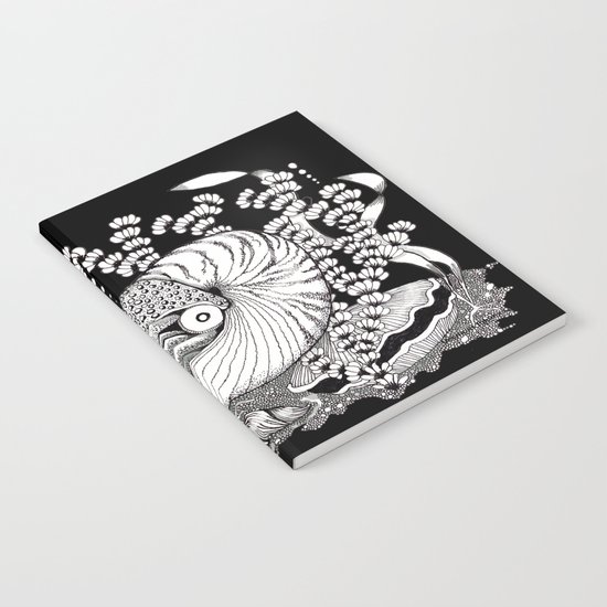 Zentangle Nautilus Black Ocean Notebook