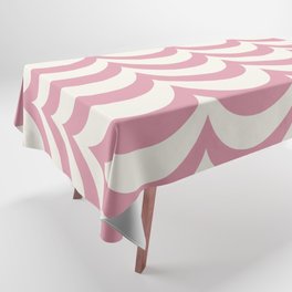 Blush Pink and Antique White Wave Pattern Tablecloth