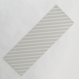 [ Thumbnail: Light Gray and Light Yellow Colored Lines/Stripes Pattern Yoga Mat ]