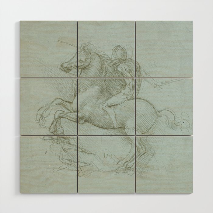 Mounted soldier on Horseback by Leonardo Da Vinci Wood Wall Art