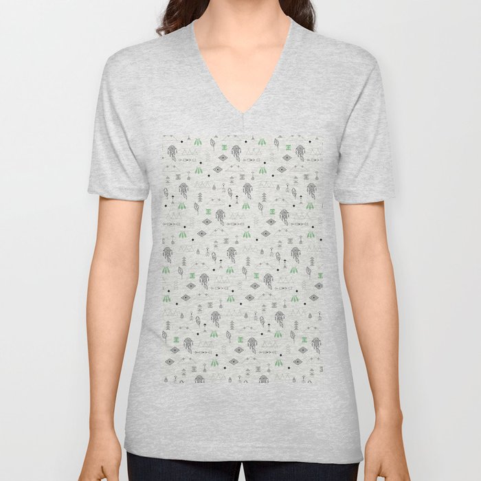 Seamless pattern with native American symbols V Neck T Shirt