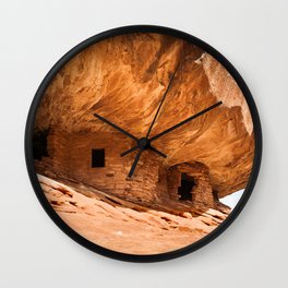 House on Fire, Utah Cliff Houses Wall Clock | Kiva, Indigenous, Cliffhouses, Desert, Redrock, Pueblo, Nativeamerican, Navajo, Utah, Cliffdwellings 