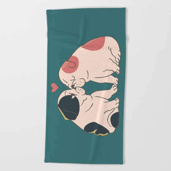 English Bulldog Kisses Beach Towel