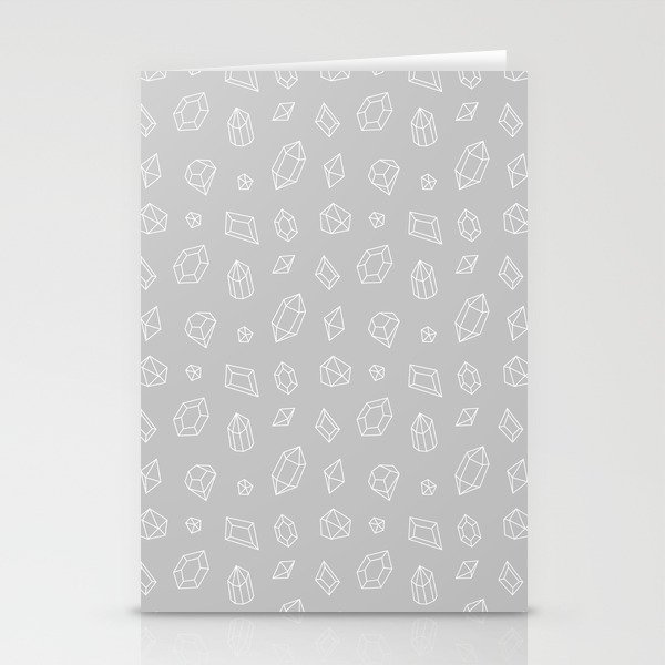 Light Grey and White Gems Pattern Stationery Cards
