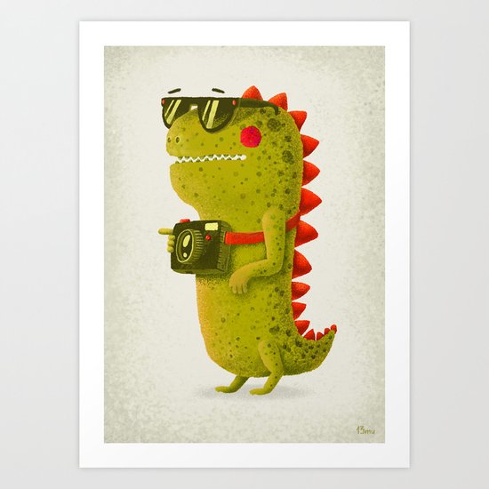 Dino touristo (olive) Art Print