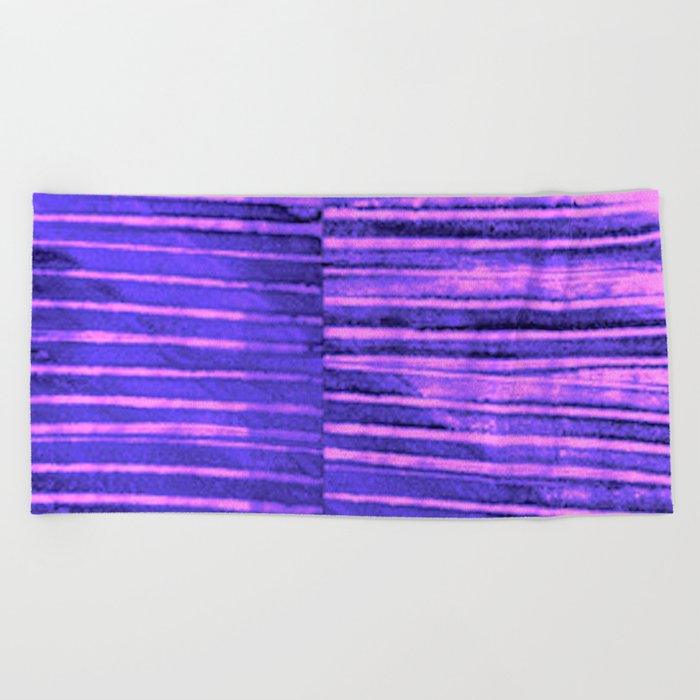 Modern Pinstripe 1 - Blazing Pink Beach Towel