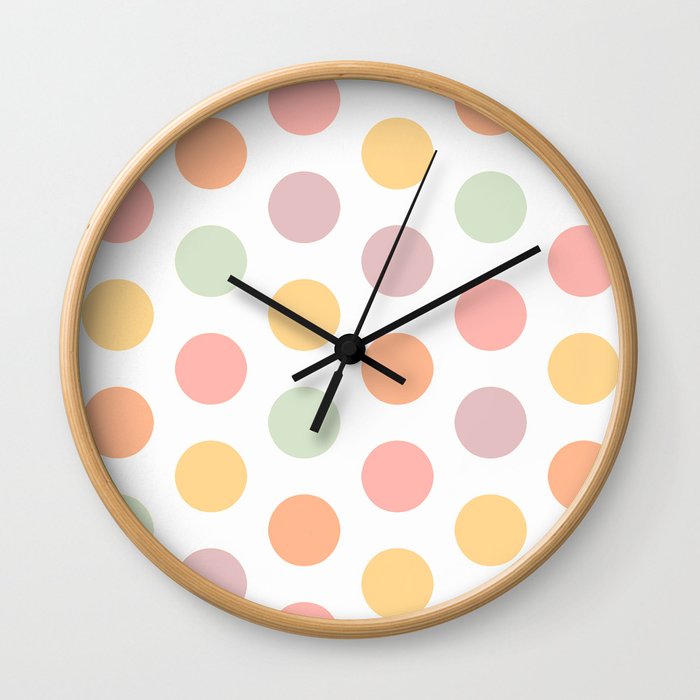 Pastel Spring Polka-Dots Wall Clock