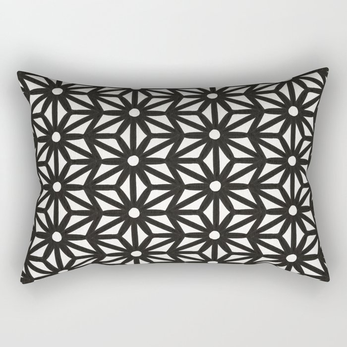 Asanoha Pattern – Black Rectangular Pillow