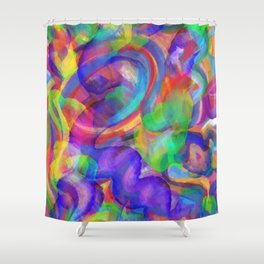 Pop Abstract Glitch Joyful Art For All by Emmanuel Signorino Shower Curtain
