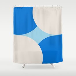 Mid-Century Modern Arches in Blue Shower Curtain