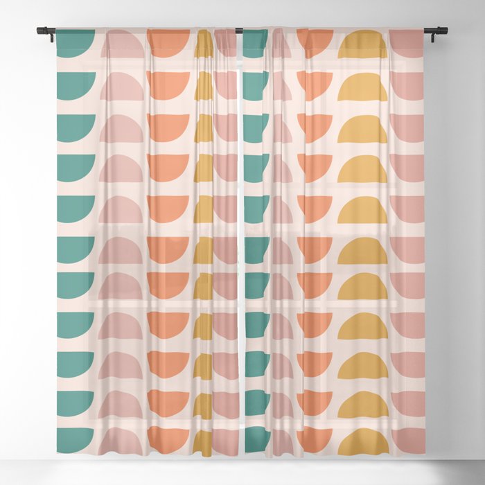 Retro 70s Geometrics Sheer Curtain By Junejournal