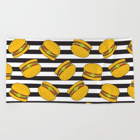 Burger Stripes By Everett Co Beach Towel