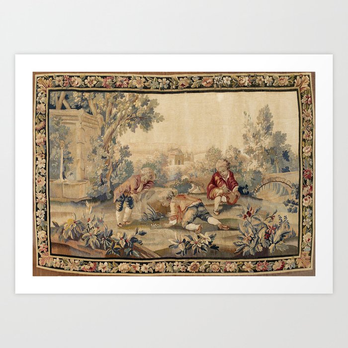 Aubusson  Antique French Tapestry Print Art Print