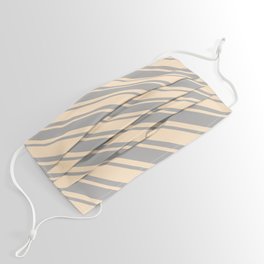 [ Thumbnail: Bisque & Dark Gray Colored Lines/Stripes Pattern Face Mask ]