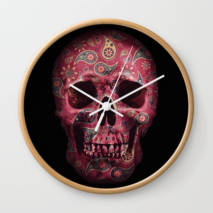 Paisley Skull Wall Clock